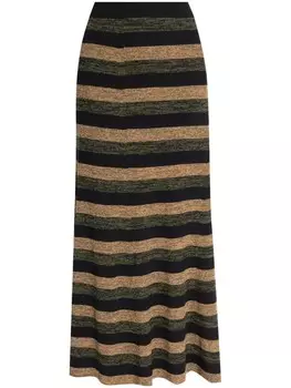 GANNI полосатая шерстяная юбка-миди, черный