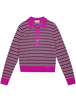 GANNI полосатый джемпер из смесовой шерсти, розовый