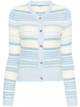 GANNI полосатый кардиган с V-образным вырезом, синий