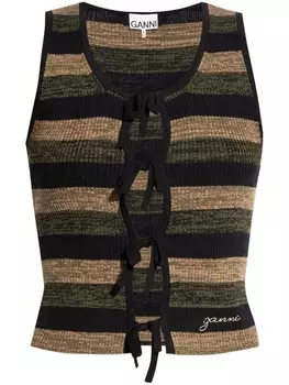 GANNI полосатый трикотажный топ, нейтральный цвет