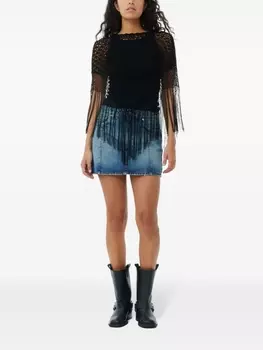 GANNI полупрозрачная шаль с бахромой, черный