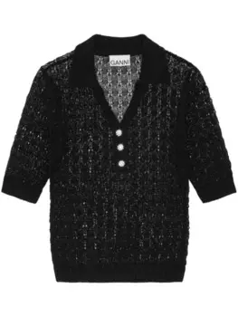 GANNI полупрозрачный топ рыхлой вязки, черный