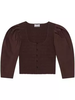 GANNI поплиновая блузка из органического хлопка, коричневый