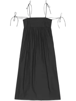 GANNI поплиновое платье миди, черный