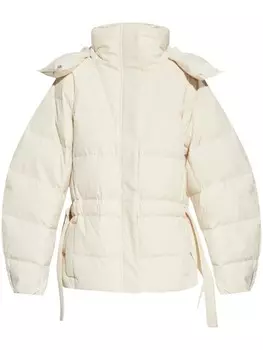 GANNI пуховик с тисненым логотипом, серый