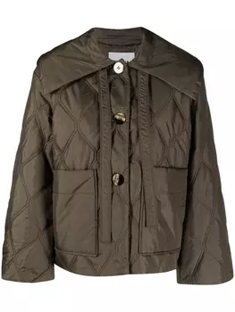 GANNI quilted recycled-ripstop jacket, зеленый