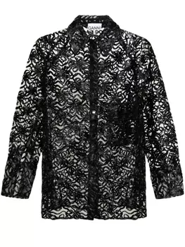 GANNI рубашка с перфорацией, черный