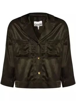 GANNI рубашка с зазубренным воротником и короткими рукавами, черный