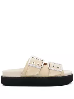 GANNI сандалии на платформе с пряжками, нейтральный цвет