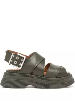 GANNI сандалии с пряжками, зеленый