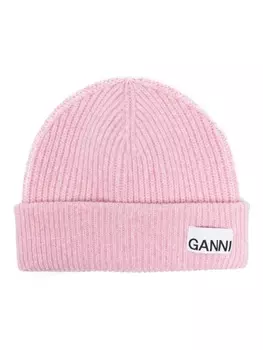 GANNI шапка бини в рубчик, розовый