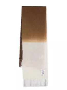 GANNI шарф с нашивкой-логотипом, белый