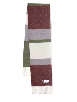 GANNI шарф Striped с бахромой, красный