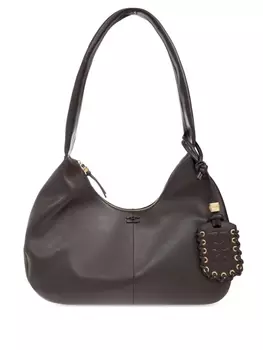 GANNI средняя кожаная сумка через плечо, коричневый