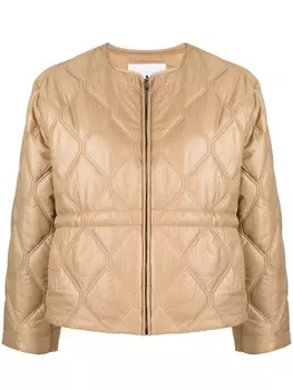 GANNI стеганая куртка на молнии, коричневый