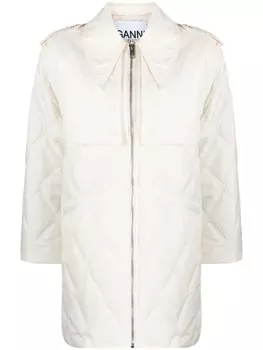 GANNI стеганая куртка на молнии, нейтральный цвет