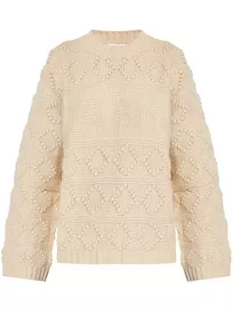 GANNI свитер с логотипом в технике интарсия, нейтральный цвет