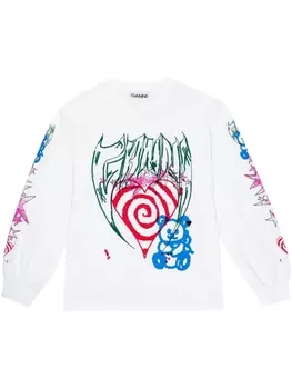 GANNI толстовка из органического хлопка с графичным принтом, белый