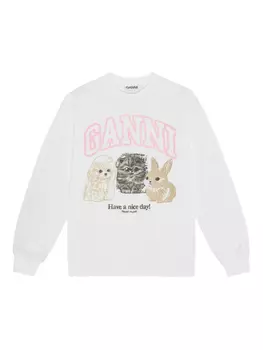 GANNI толстовка с логотипом, белый