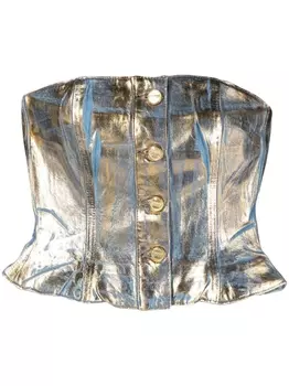 GANNI топ из органического хлопка без бретелей, синий