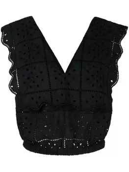 GANNI топ из органического хлопка с английской вышивкой, черный