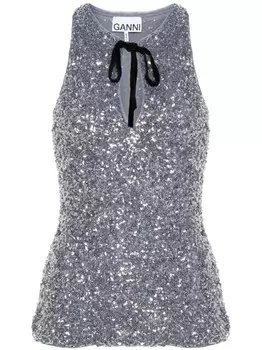 GANNI топ с пайетками, серый