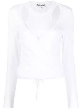 GANNI топ с вырезами, белый