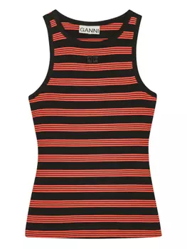 GANNI топ в полоску, оранжевый