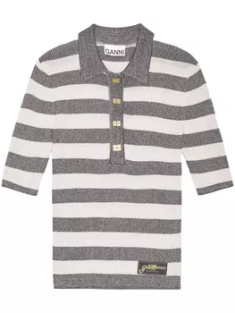 GANNI топ в полоску, серый