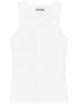 GANNI топ в рубчик, белый