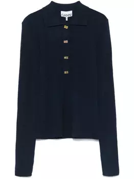 GANNI трикотажная рубашка поло, синий