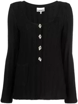 GANNI трикотажный топ хенли, черный