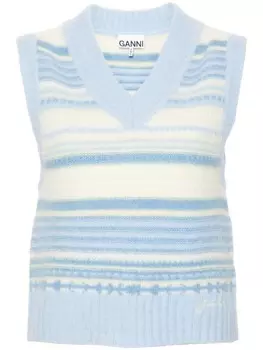 GANNI трикотажный топ в полоску, синий