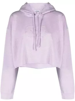 GANNI укороченное худи из органического хлопка, фиолетовый