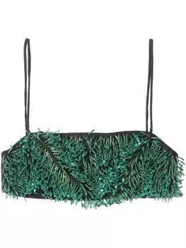 GANNI укороченный топ с бусинами, черный