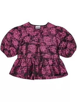 GANNI укороченный топ с цветочным принтом, розовый