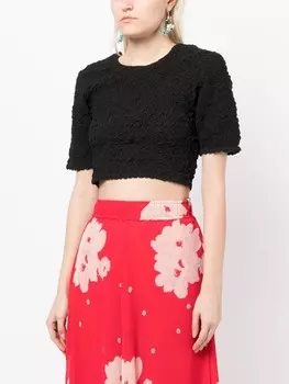 GANNI укороченный топ с короткими рукавами, черный