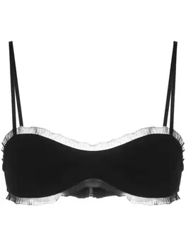 GANNI укороченный топ с кружевом, черный