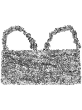 GANNI укороченный топ с пайетками, серебристый