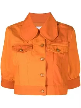 GANNI укороченный жакет с короткими рукавами, оранжевый