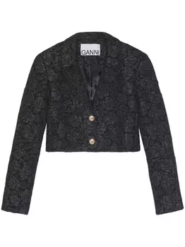 GANNI укороченный жаккардовый жакет, черный