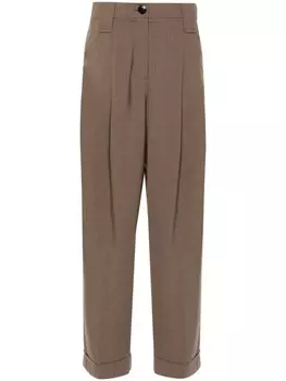 GANNI зауженные брюки со складками, коричневый