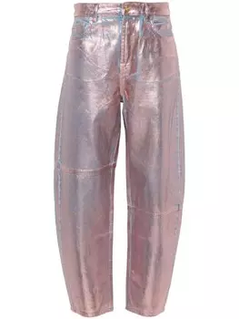 GANNI зауженные джинсы Foil Stary с завышенной талией, розовый