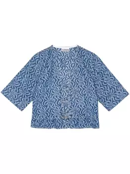 GANNI жаккардовая джинсовая блузка из органического хлопка, синий