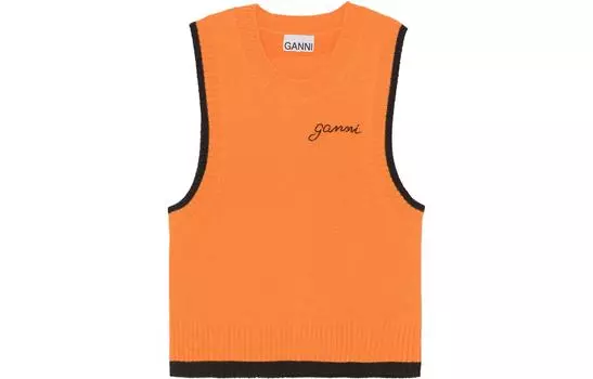 GANNI Жилет с круглым вырезом «Оранжевый»