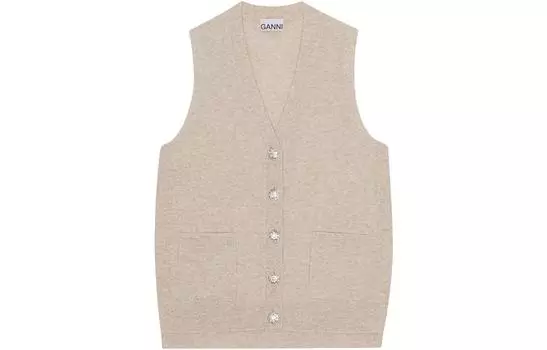 GANNI Жилет женский цвета хаки