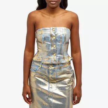 Ganni Золотой джинсовый топ, золотой