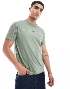 GANT – Футболка средне-зеленого цвета с вышитым логотипом в виде щита