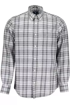 Gant Элегантная хлопковая мужская рубашка с длинным рукавом, серый