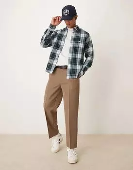 GANT рубашка из фланели классического кроя в клетку зеленого цвета